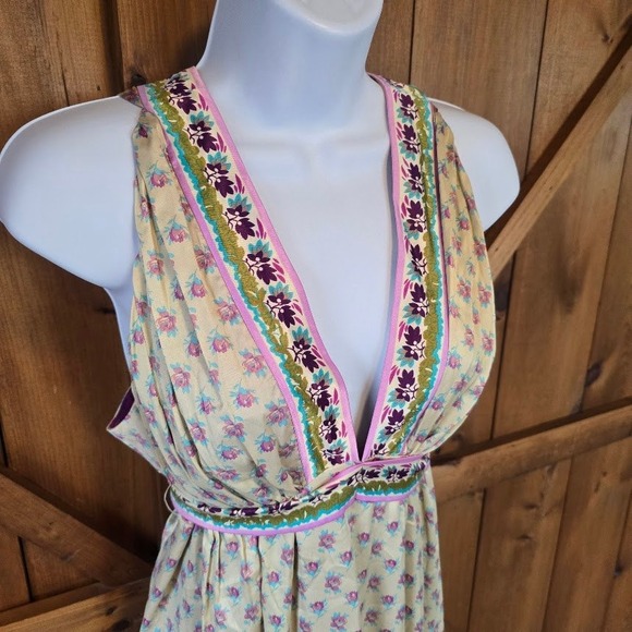 Mixit Midi Dress Womens 16 Multicolor Boho Paisley Floral Empire Waist Indie Y2K - Picture 2 of 13